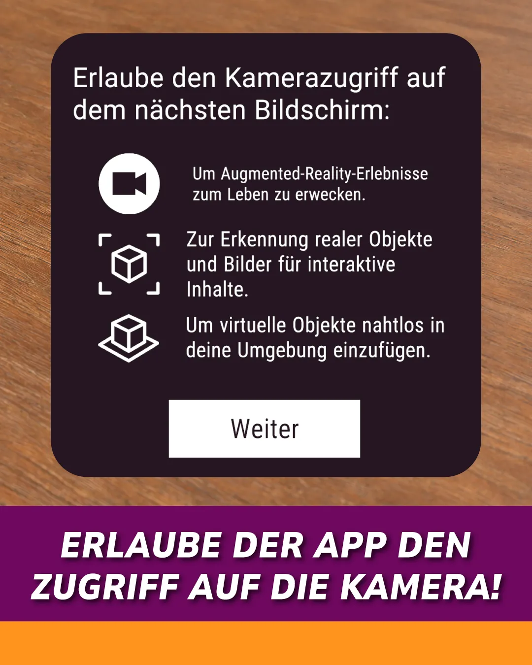 Erlaube den zugriff auf die Kamera