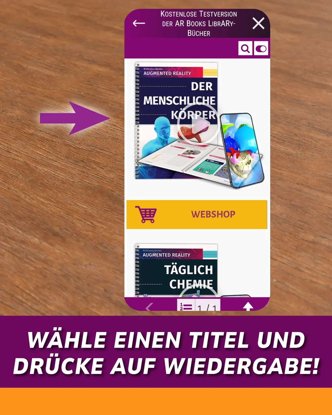 Wähle einen Titel und drücke auf Wiedergabe